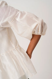 Ivory Toni Set Multi Knot Peplum Top with Slip & Pine Green Pants
