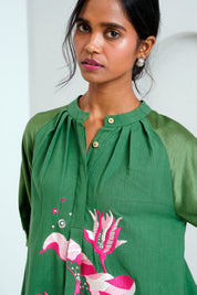 Pine Green Suvi Set  Embroidered Tunic & Pants