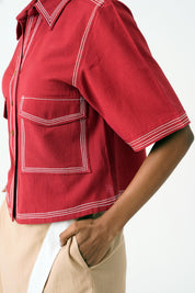 Blake & Tom Madder Red Pocket Crop Top & Latte Skort