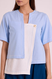 Shelly Panelled Blues Top & Pant Set
