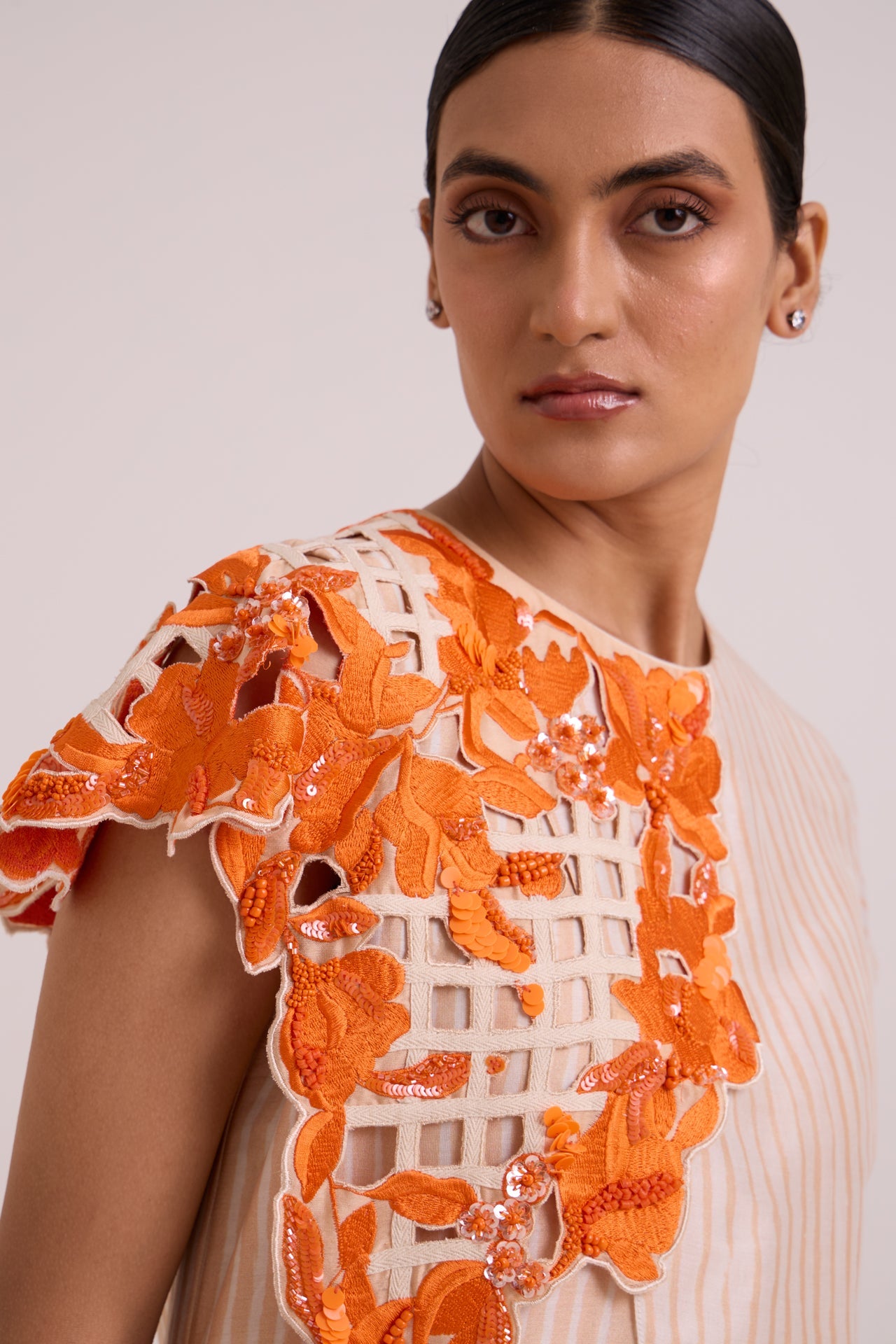 Kayo Sunset & Almond Cutwork Short Dress