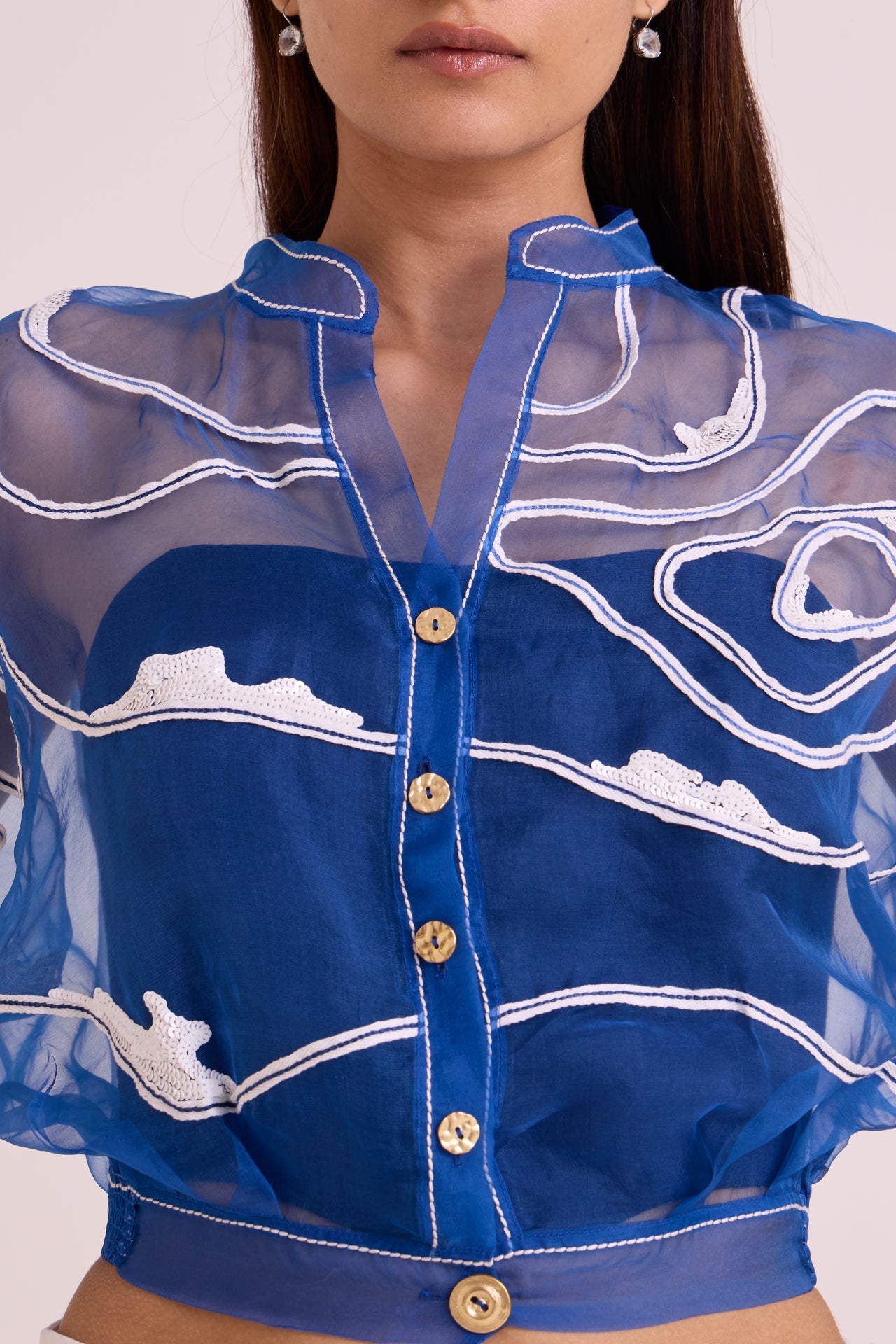 Riley Sheer Blue Organza Top & Pant Set