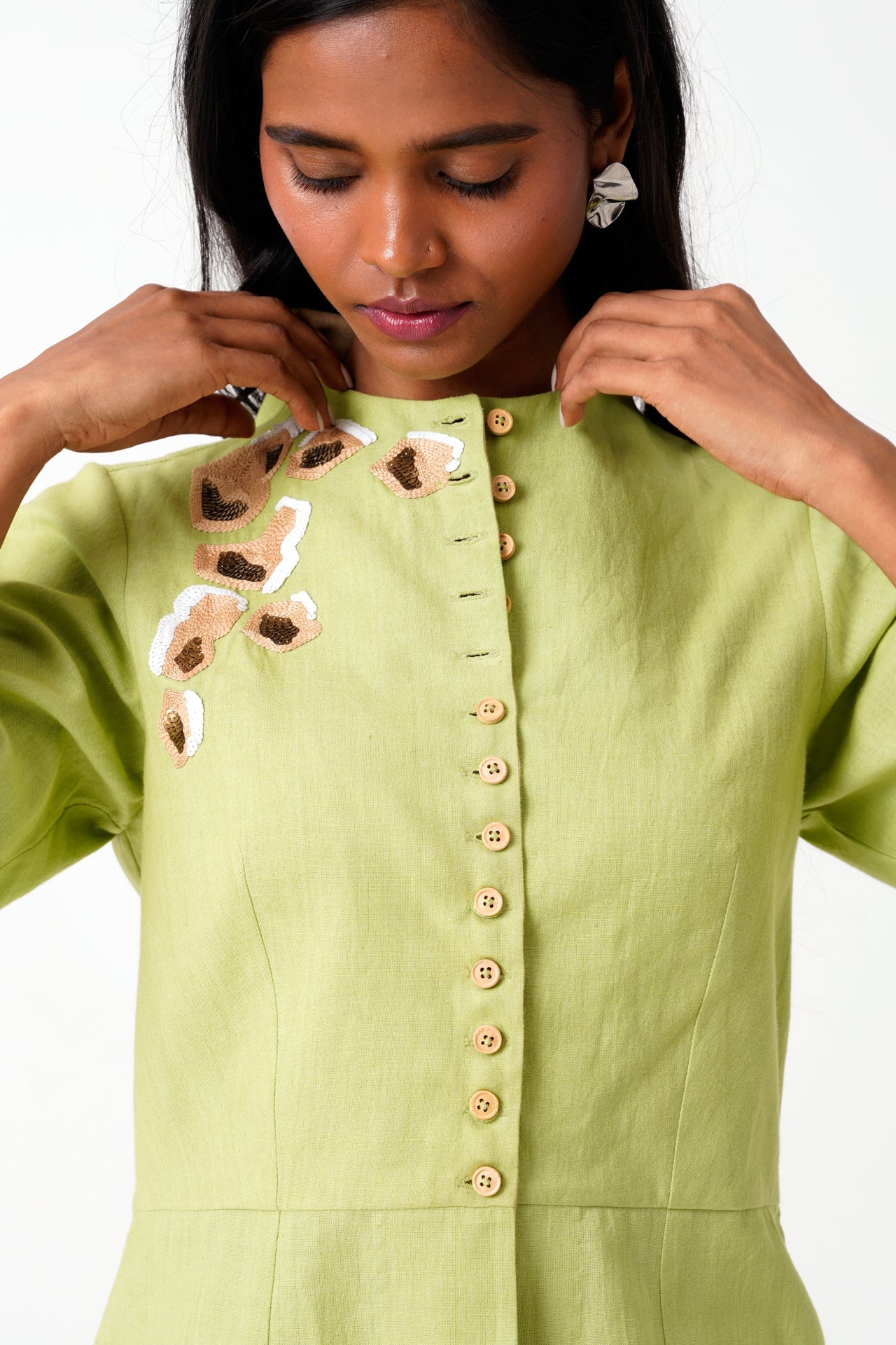 Spring Green Sierra Skirt Set  Peplum Top & Tapered Skirt