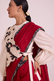 Manali Bishop Blouse With Pre-Draped Saree & Bib