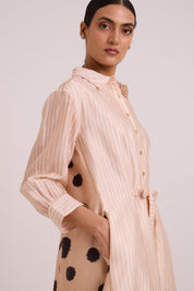 Philo Almond Burst Back Drop Shirt Dress
