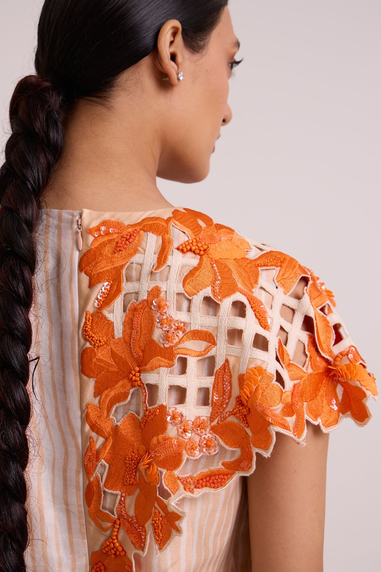 Kayo Sunset & Almond Cutwork Short Dress