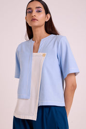 Shelly Panelled Blues Top & Pant Set