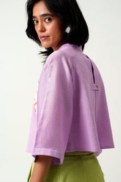 Lavender Zola Raglan Sleeve Crop Shirt & Ankle Pants