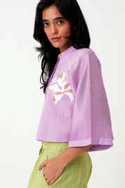 Lavender Zola Raglan Sleeve Crop Shirt & Ankle Pants
