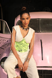 Ibiza Crushed Jumpsuit With Corset