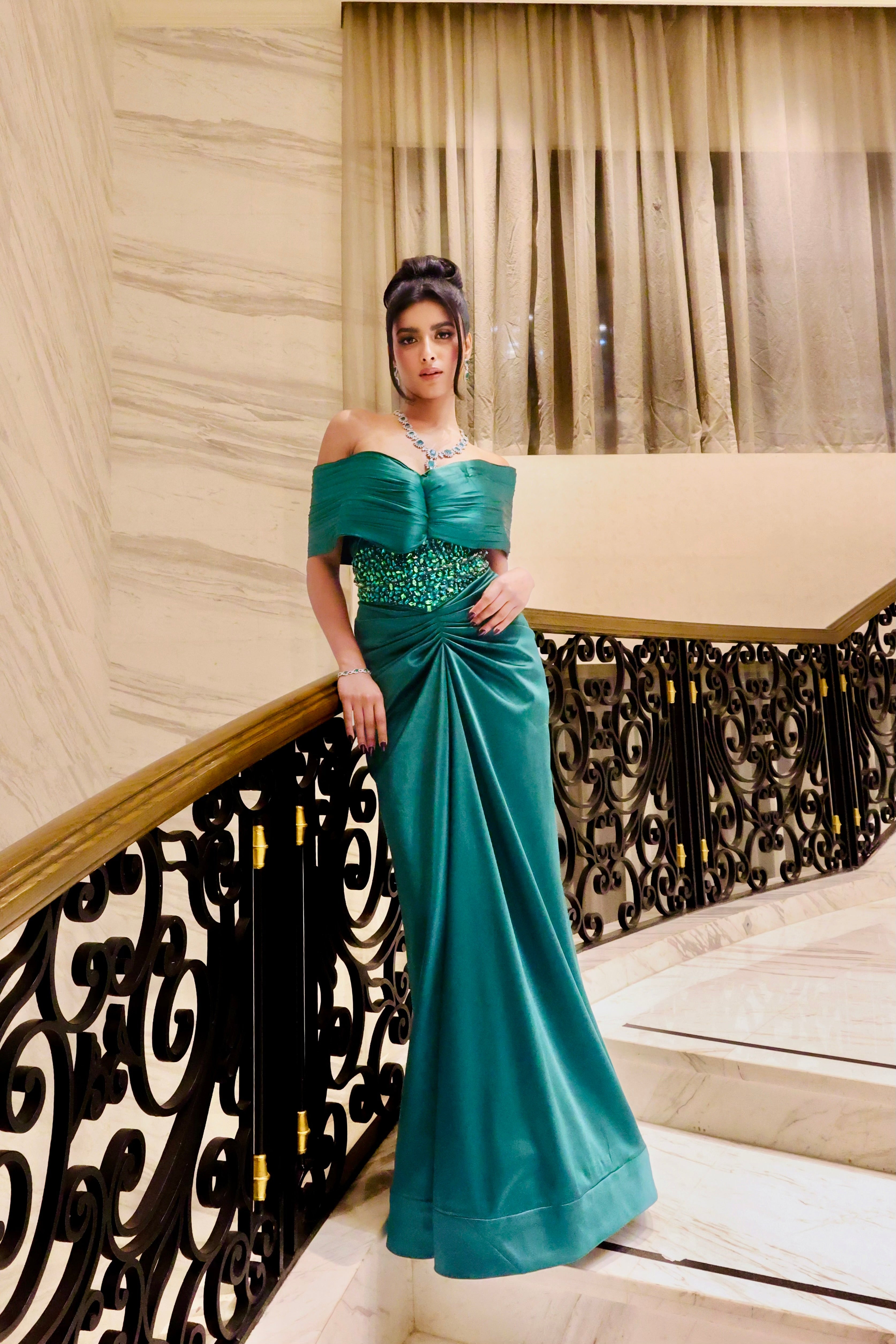 Ankita Raghav Arora in Emerald Glamour Gown