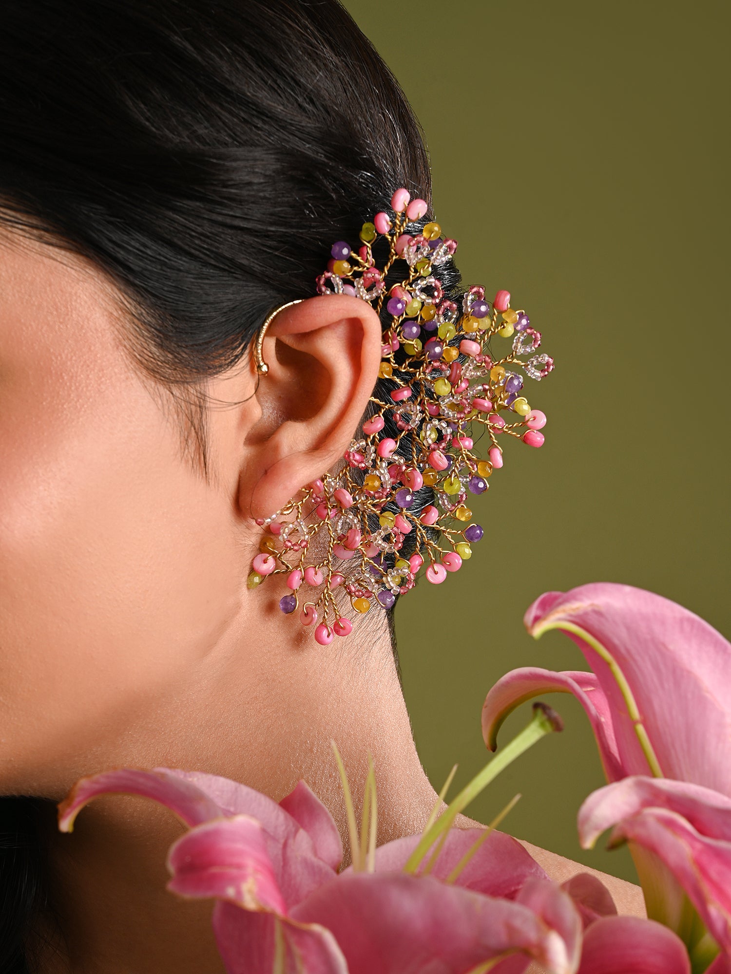 Uneven Earcuff For All Ears Pink Green Purple