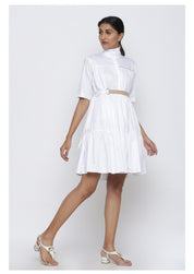 Three Tier Drama Dress With Belt
