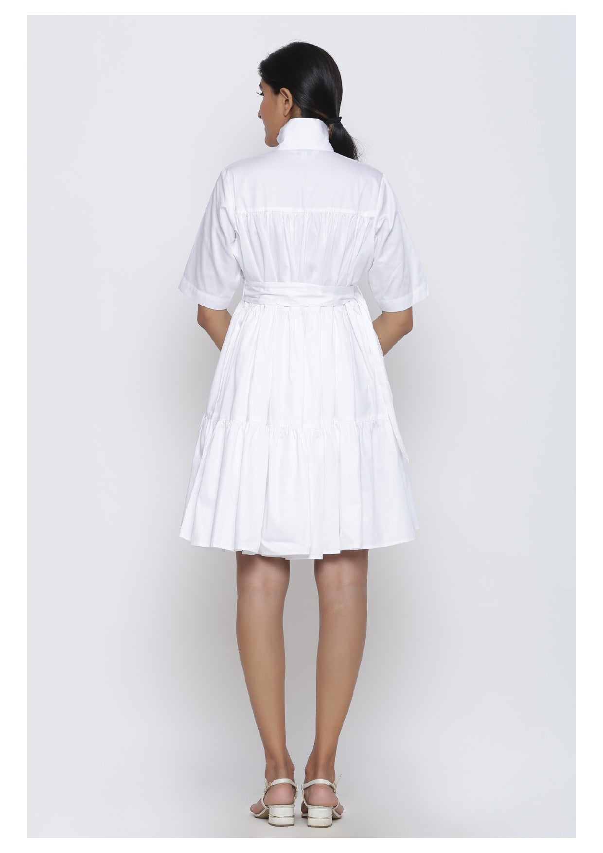 Three Tier Drama Dress With Belt