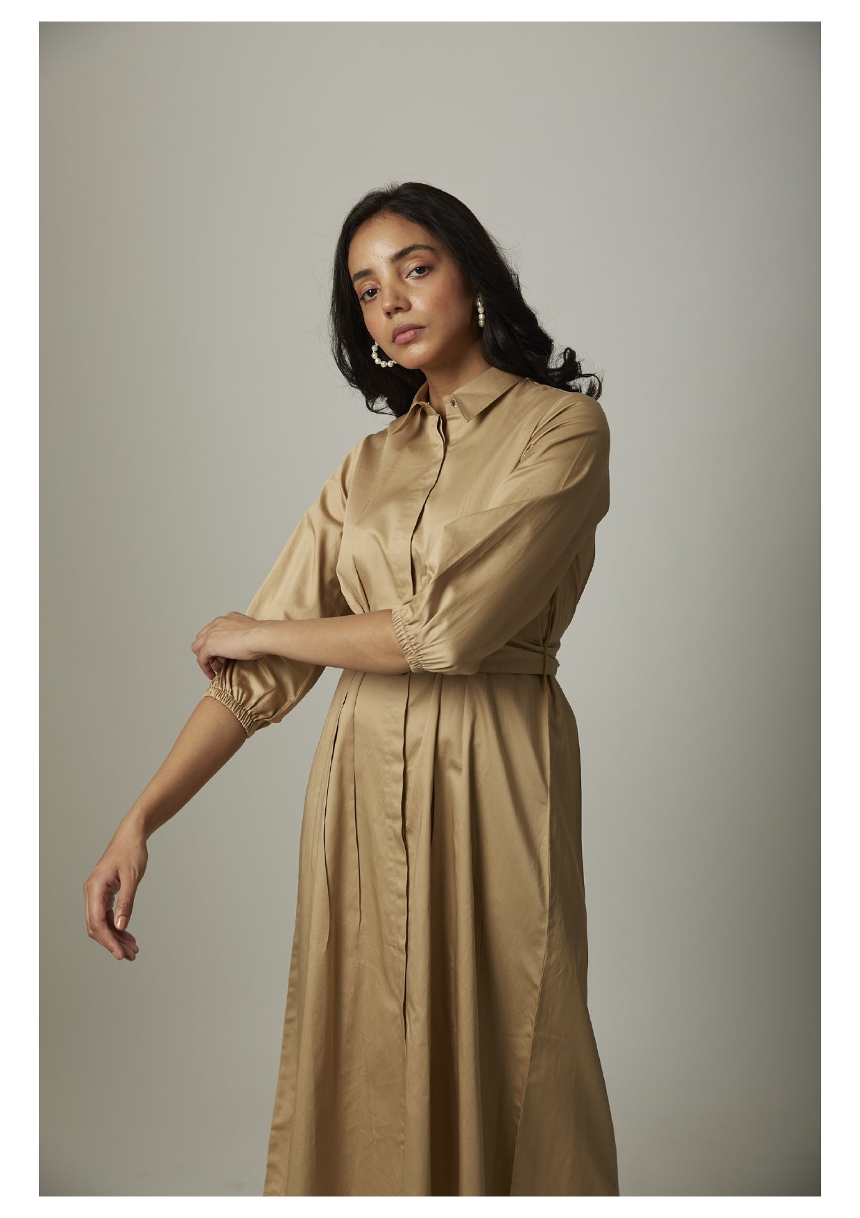 Tucked Waist Shirt Dress