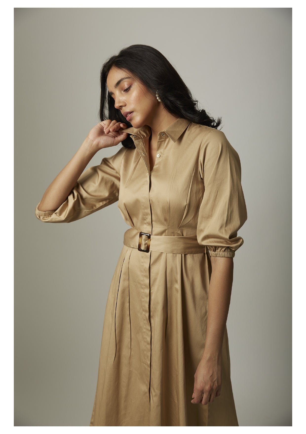 Tucked Waist Shirt Dress
