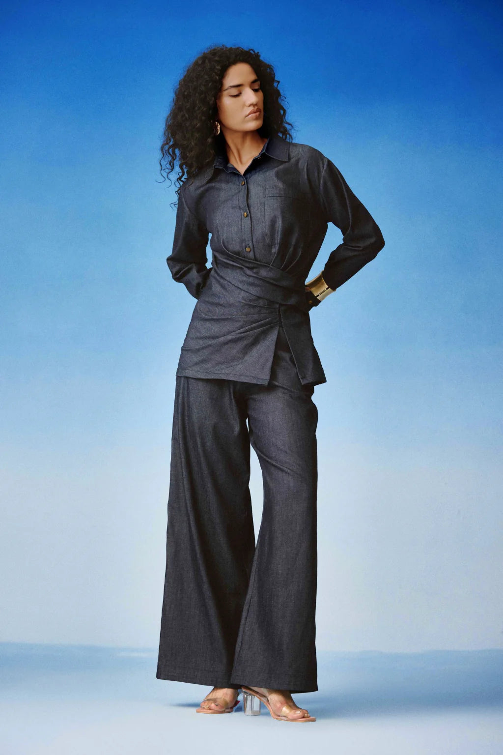 Echo Draped Denim Set