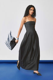 Echo Flared Ballon Denim Dress