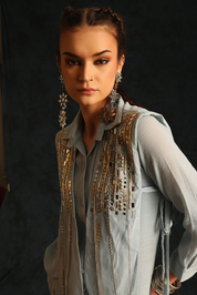 Heart Shirt Set With A Panel Waistcoat