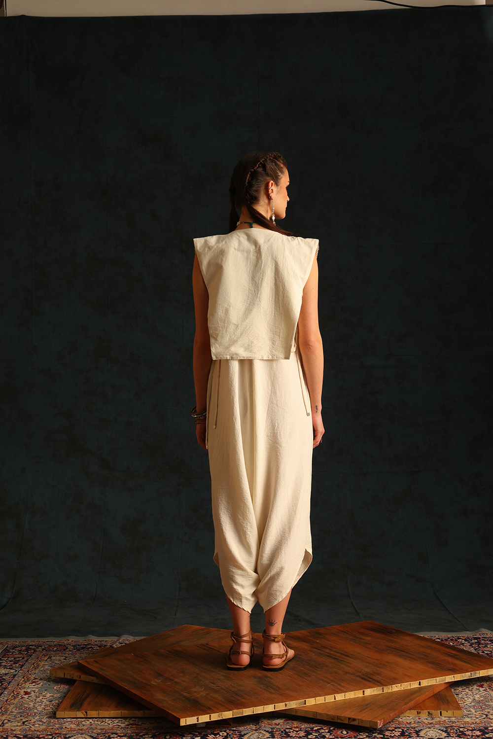 V Jumpsuit With A Panel Waistcoat