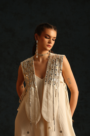 V Jumpsuit With A Panel Waistcoat