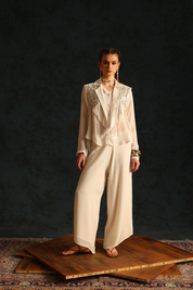 Chinese Collar Shirt Set With A Cape Blazer Waistcoat