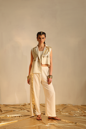Long And Short Foil Blazer Set