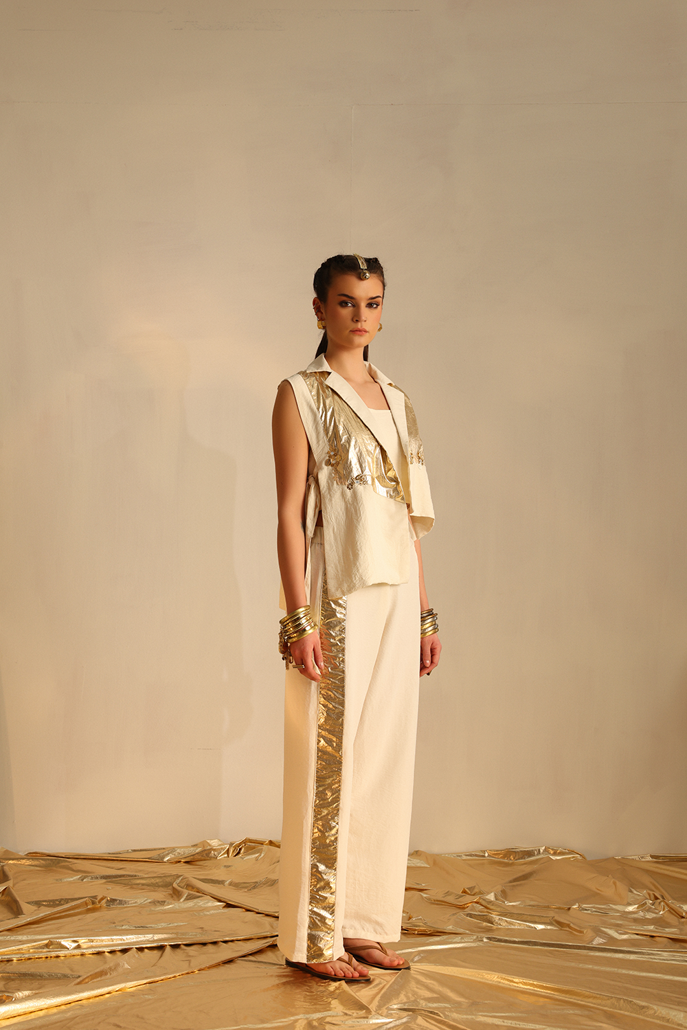 Long And Short Foil Blazer Set