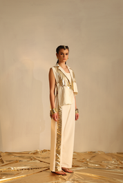 Long And Short Foil Blazer Set