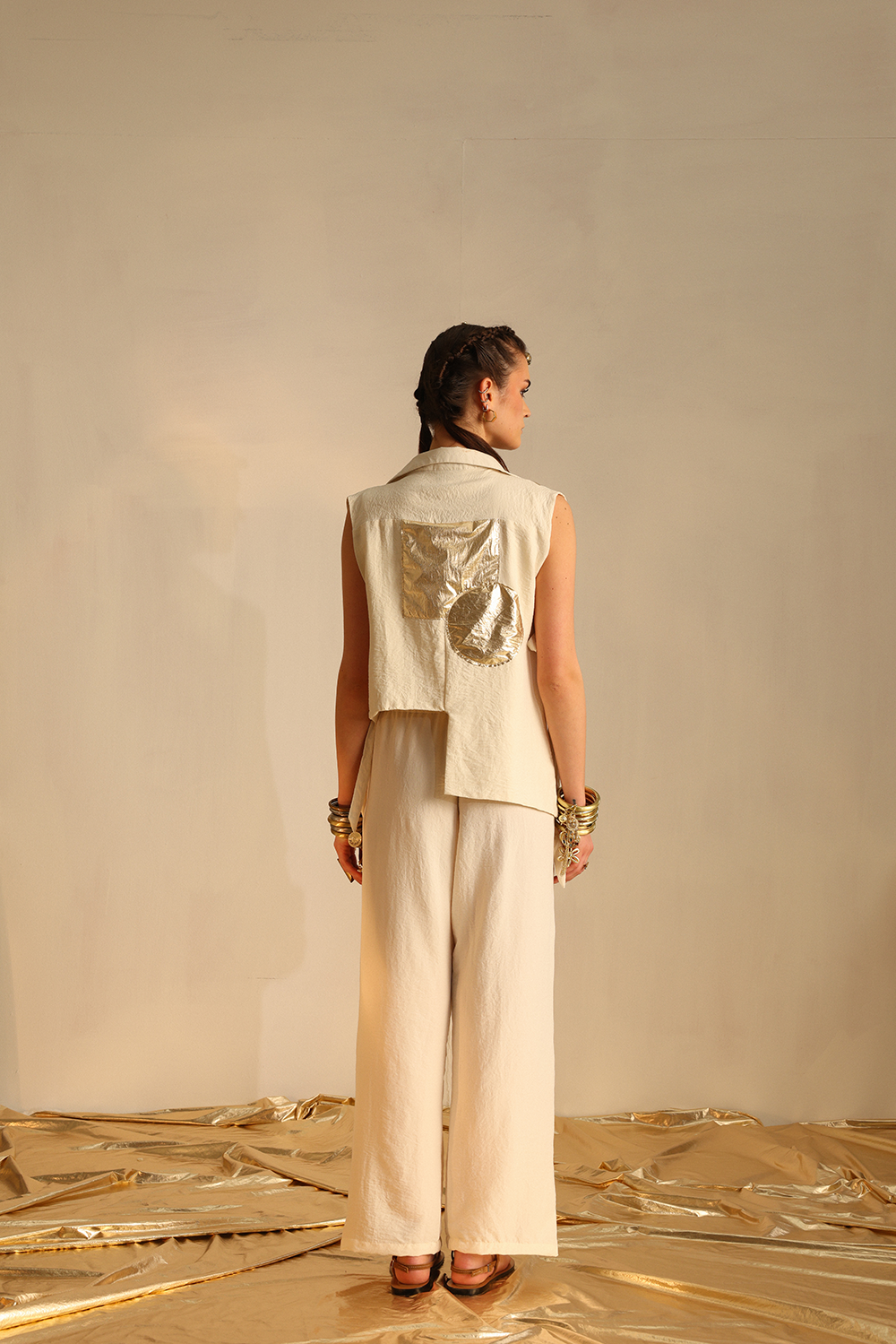Long And Short Foil Blazer Set