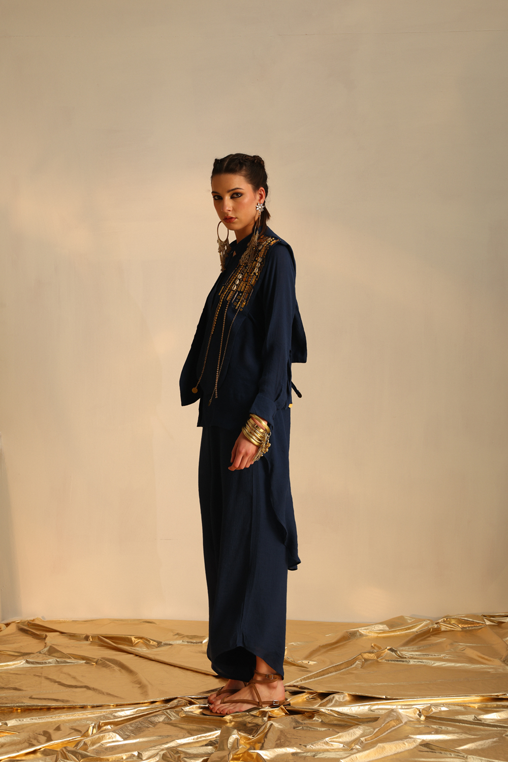 Waterfall Shirt Set With A Panel Waistcoat