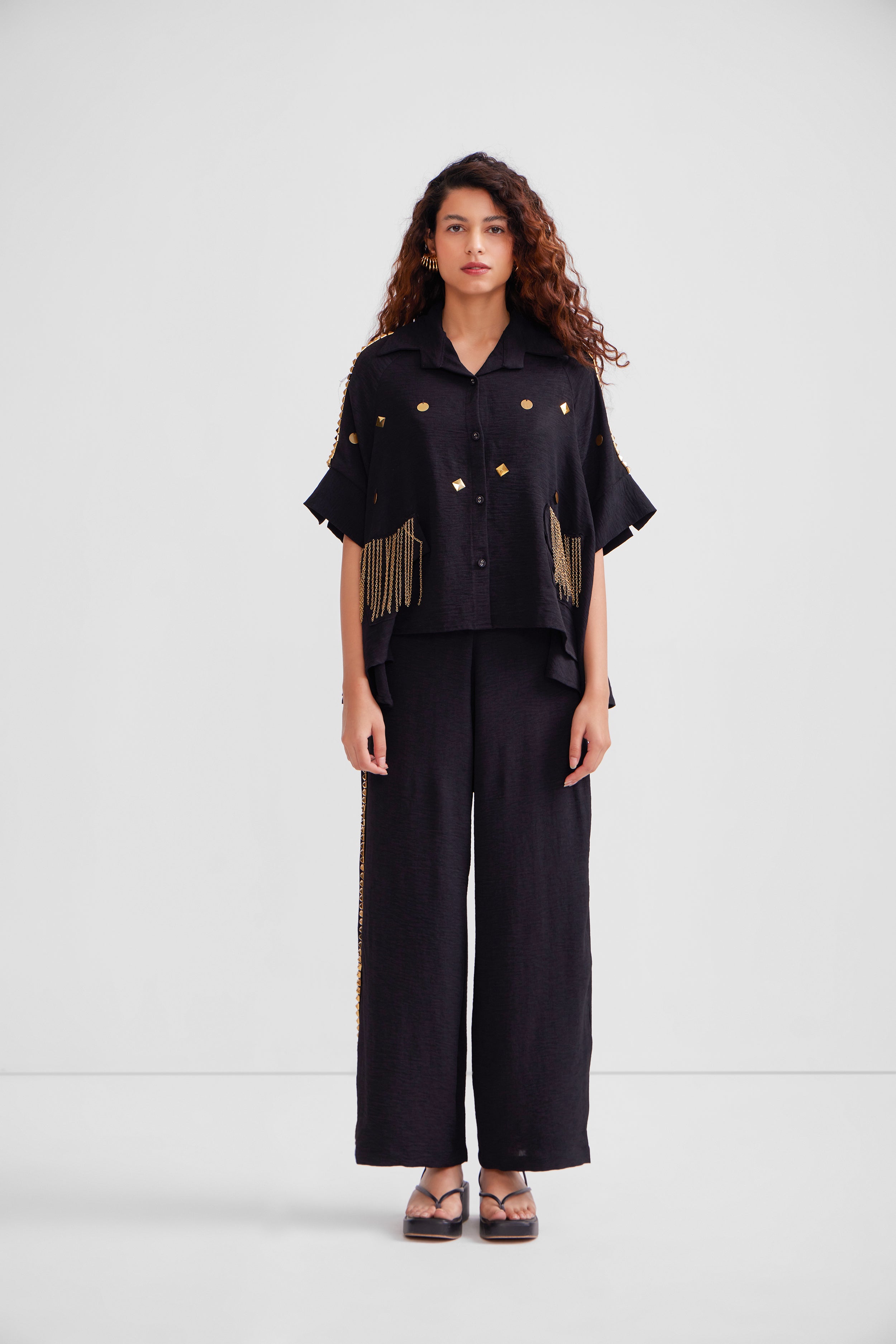 Flared Long Pocket Shirt Set