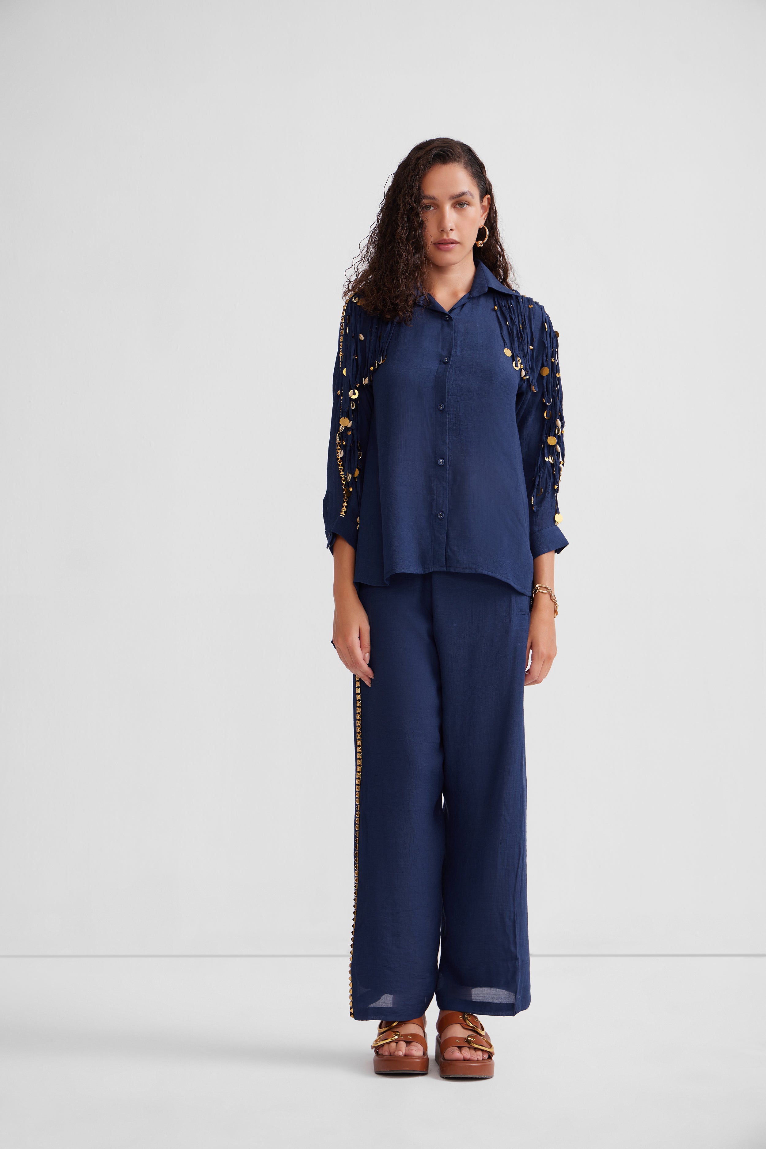 Navy Blue Shirt Set