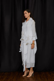 High Low Tying Shirt Set