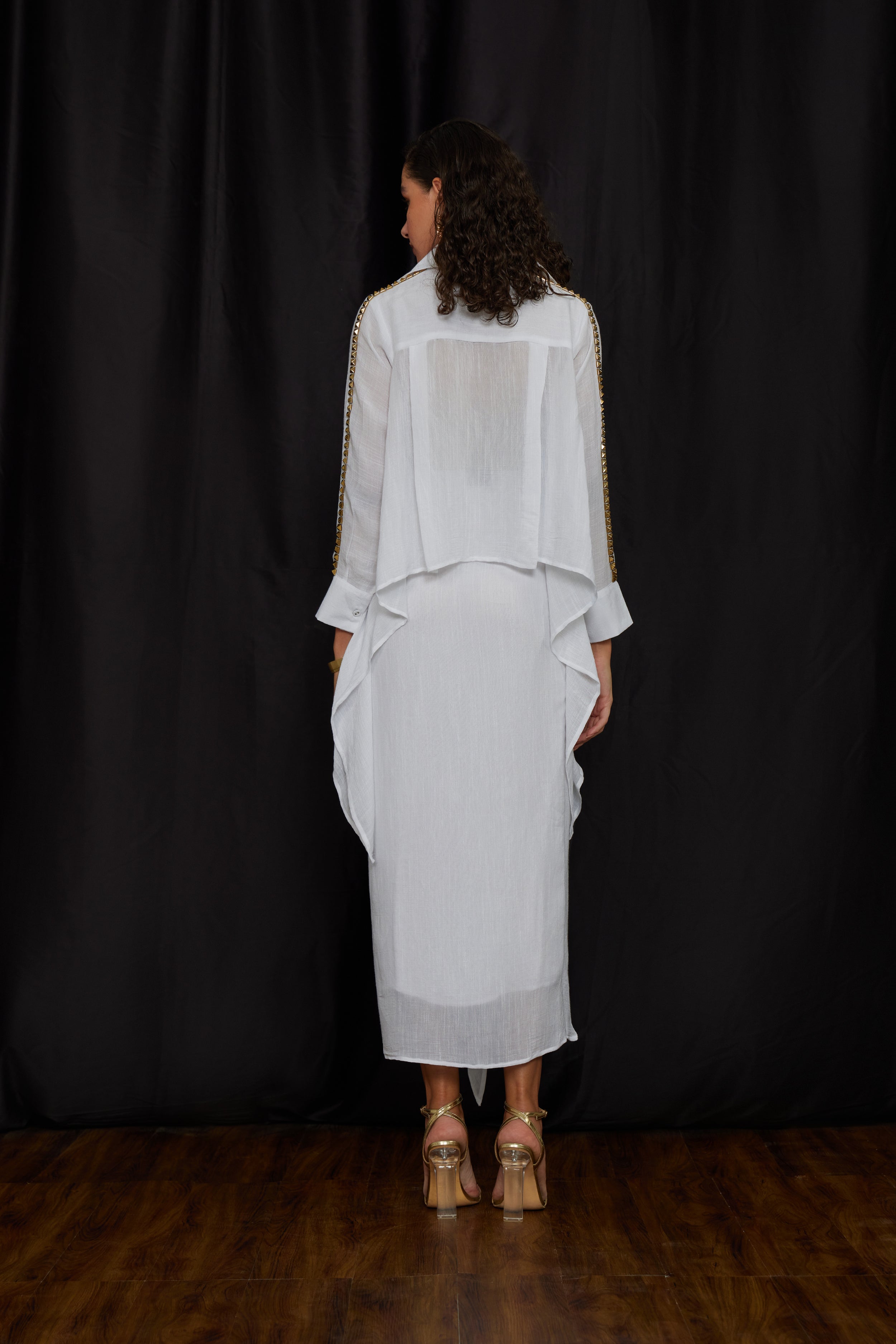 High Low Tying Shirt Set