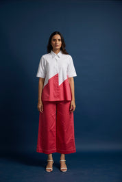 Diagonal Block Top With Katha Stitch Pants