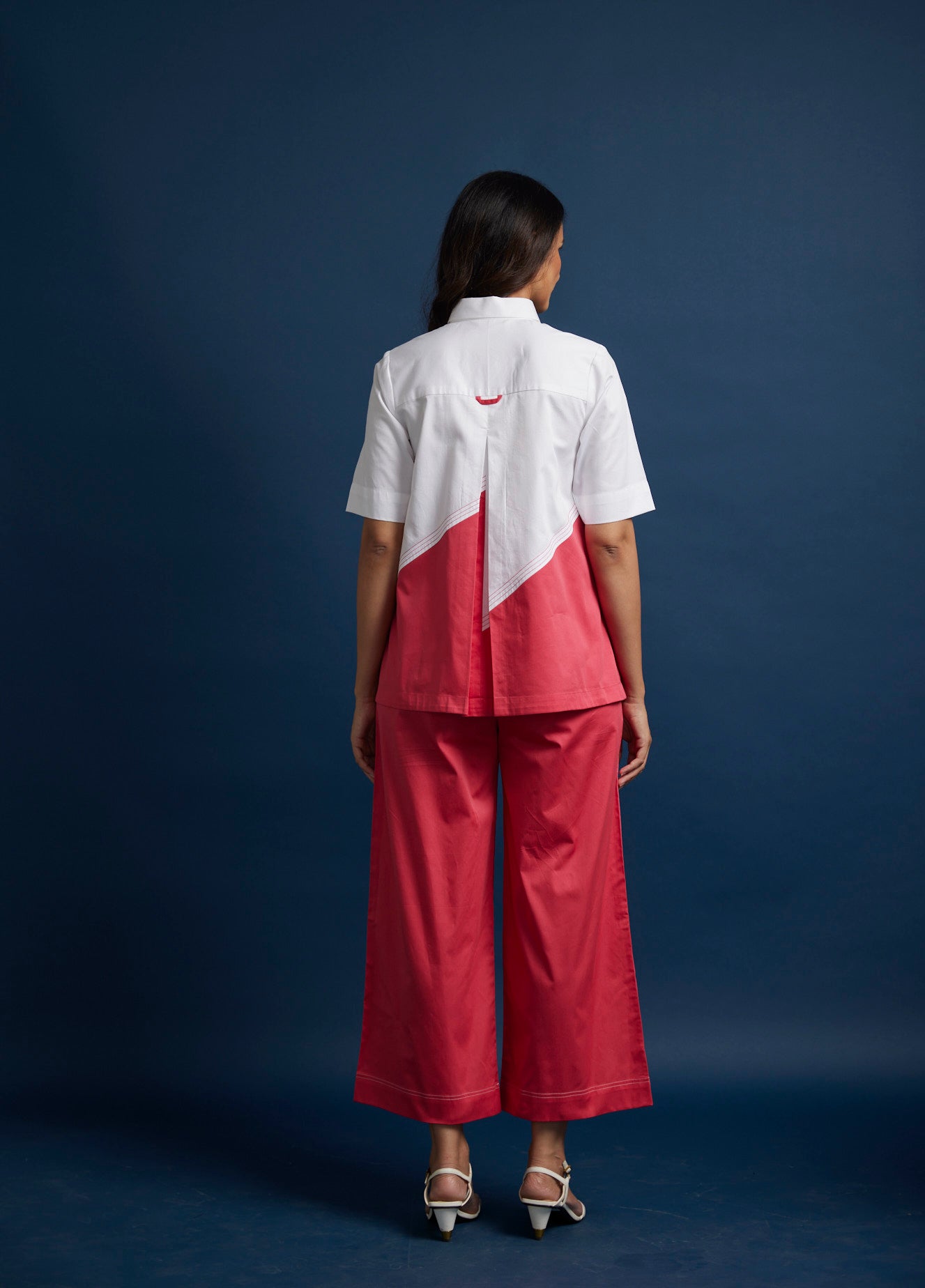 Diagonal Block Top With Katha Stitch Pants