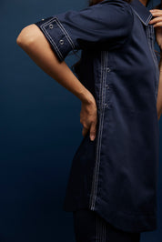 Side Open Tich Shirt With Katha Stitch Pants