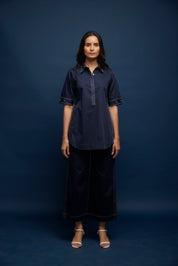 Side Open Tich Shirt With Katha Stitch Pants