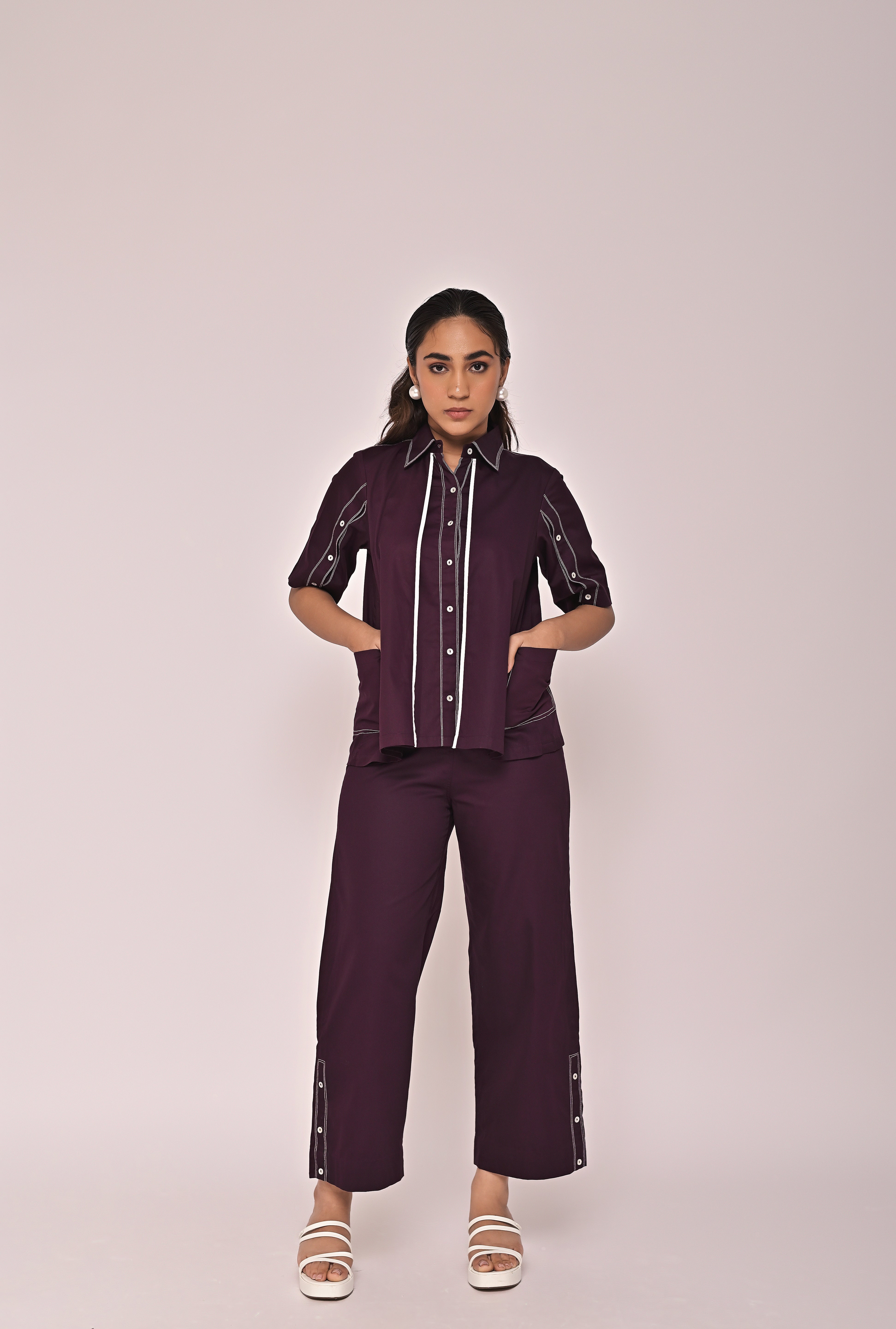 Boxy Double Layer Shirt With Placket Pants