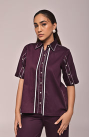 Boxy Double Layer Shirt With Placket Pants
