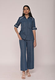 Denim Pop Top With Denim Pop Pant