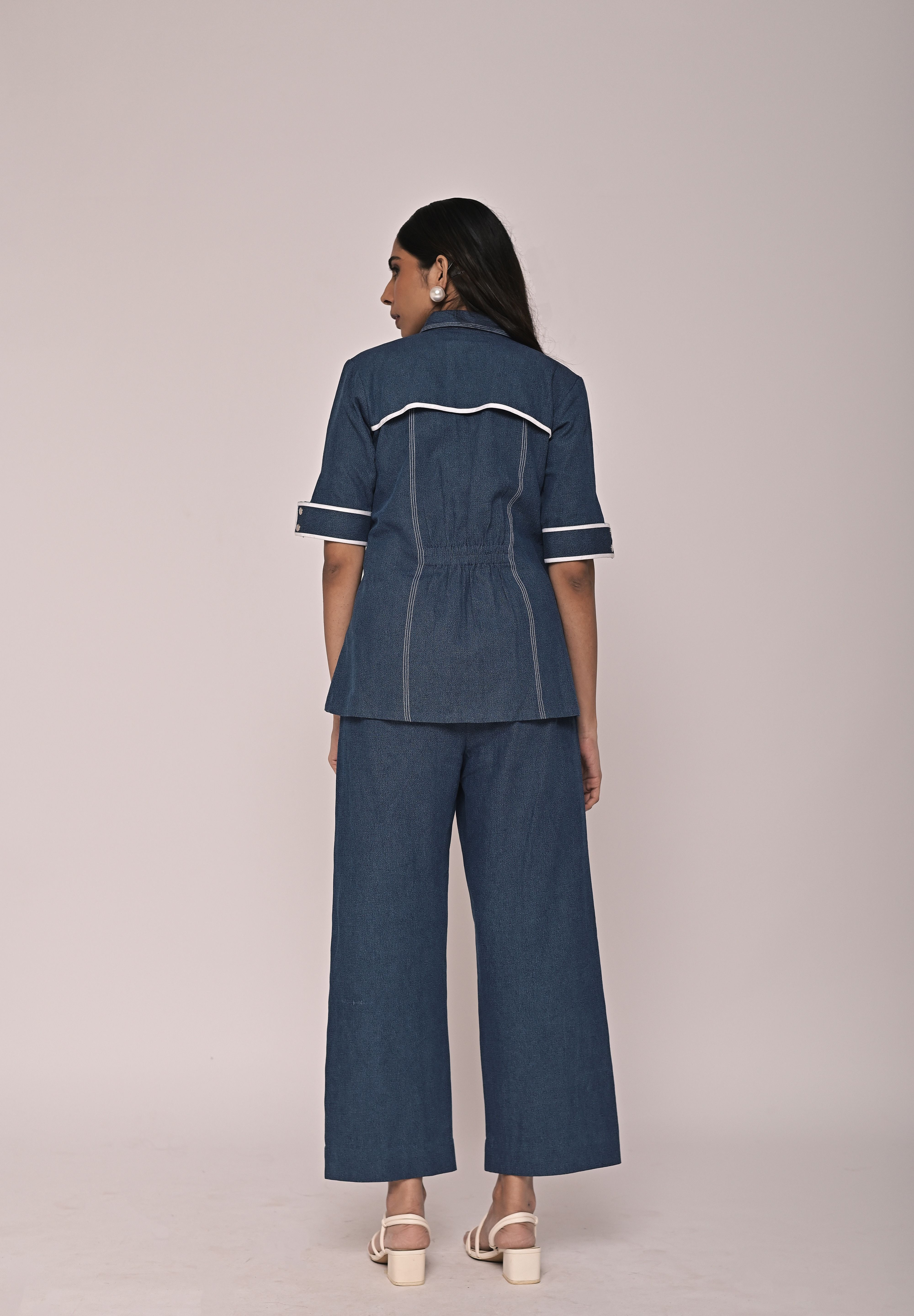 Denim Pop Top With Denim Pop Pant