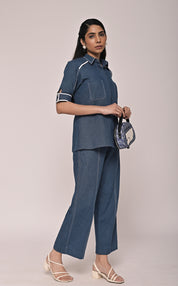 Denim Pop Top With Denim Pop Pant