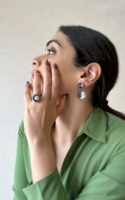 Reef Pearl Ring Meteorite Black