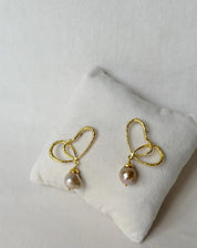 Wings of Spring Wireframe Butterfly Pearl Drop Studs Gold