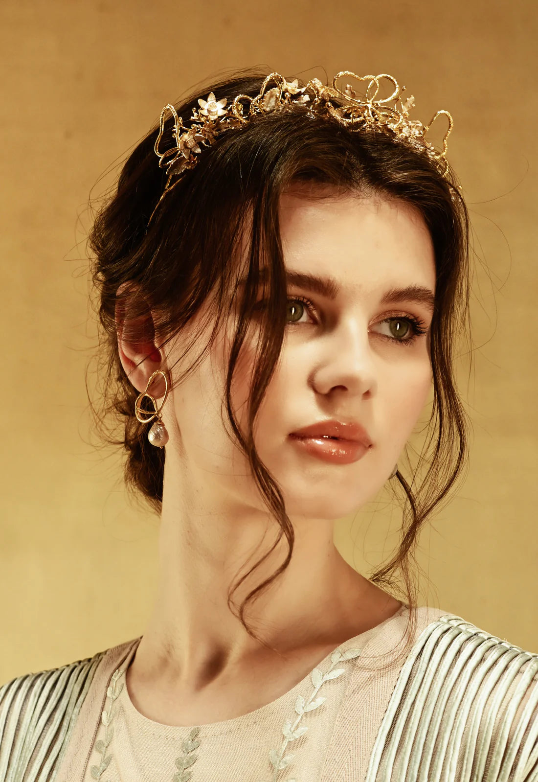Wings of Spring Wireframe Butterfly Pearl Drop Studs Gold