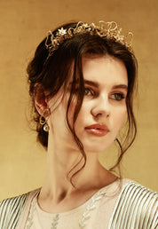 Wings of Spring Wireframe Butterfly Pearl Drop Studs Gold