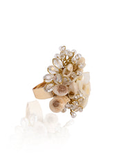 Crystal Round Ivory Shell Adjustable Earrings