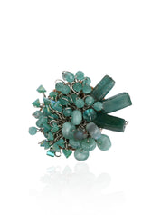 Silver Plated Green Stone Adjustable Wedding Ring